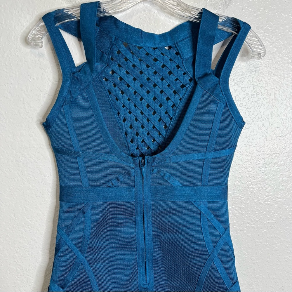 Lulus Women Medium Teal Blue Bondage Bodycon Strappy Sleeveless Cocktail dress - Picture 8 of 12